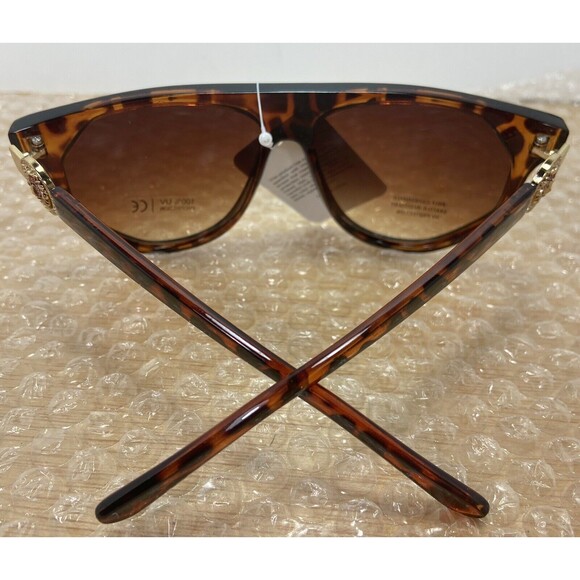Kleo Plastic Oversized Flat Top Avaitor Fashion Sunglasses Brown Gold Lion Gafas - Picture 11 of 11